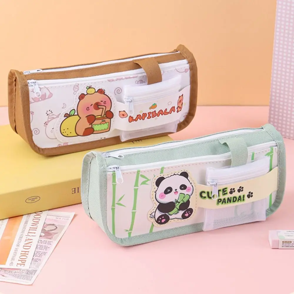 High Value Capybara Pencil Case Large Capacity with Small Bag Zipper Stationery Bag Student Stationery Dirt-resistant Pen Bags