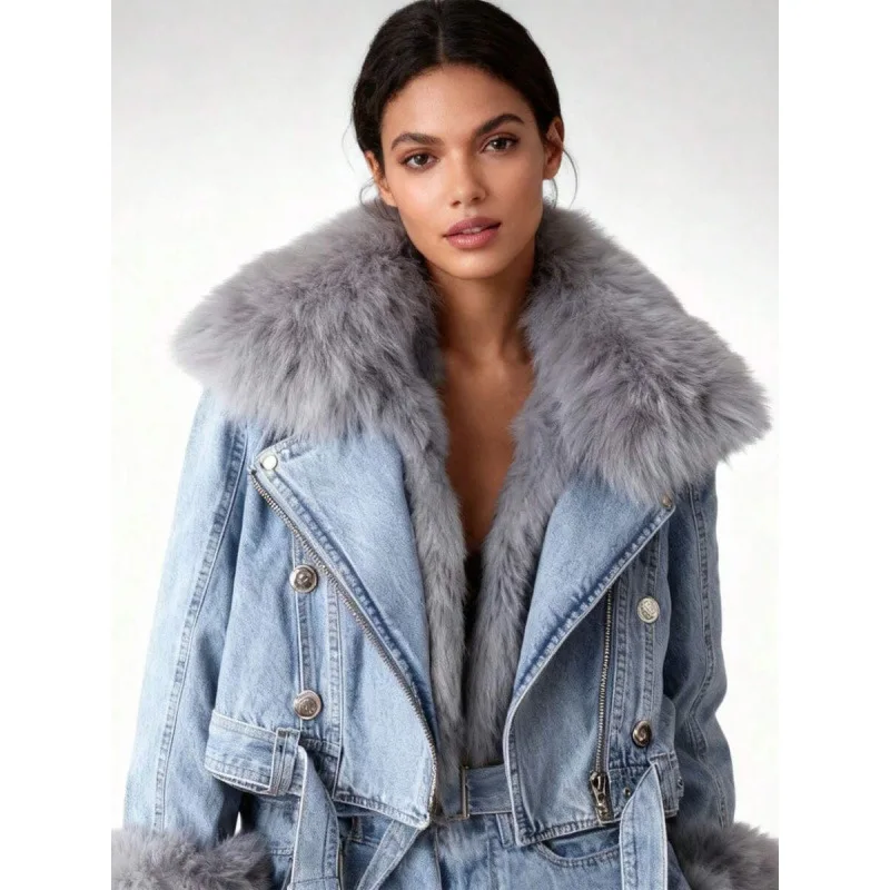 

Women's Denim Jacket Fur Liner Short Outerwear Spring 2026 Other Style 100% Other Material Casual Fashion Ladies' Coat