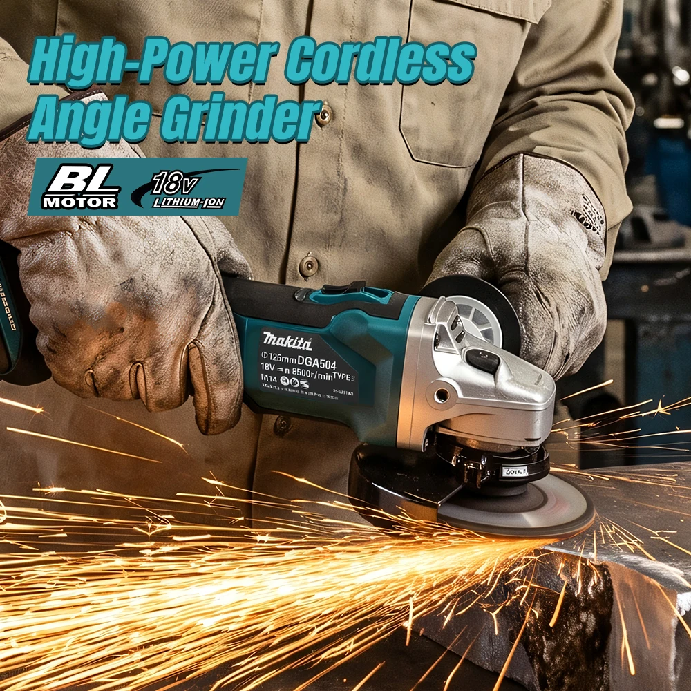 For Makita 18v Battery Pins DGA504 Brushless 125mm Cordless Angle Grinder, Cutting Grinding Polishing Power Tool, Tool Only