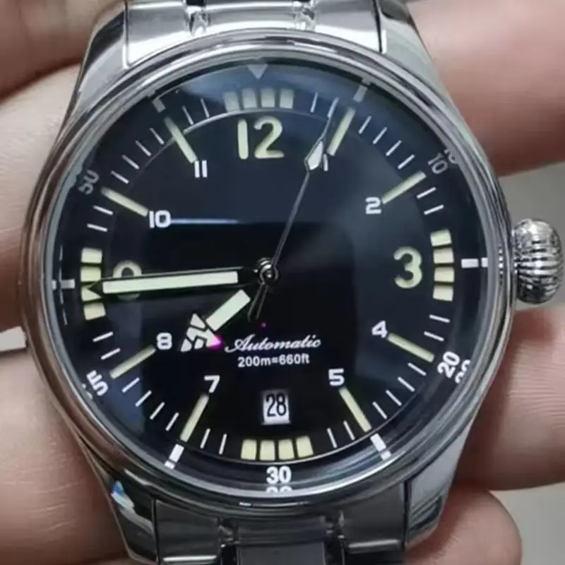 

SIDAXIN Men Automatic Watch Pilot 40mm Mechanical Wristwatch Diver 20ATM Waterproof Sapphire Mirror BGW-9 Luminous PT5000