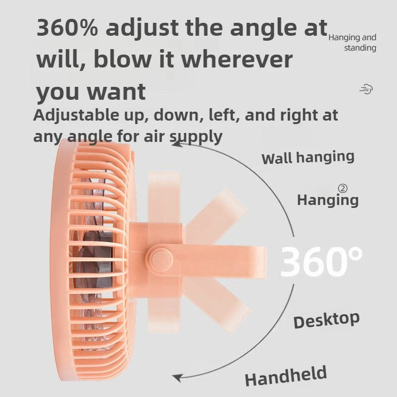 Ventilador usb de parede baixo vento forte 4 polegadas recarregável mesa configuração pequeno ventilador dormitório pendurado ventilador elétrico