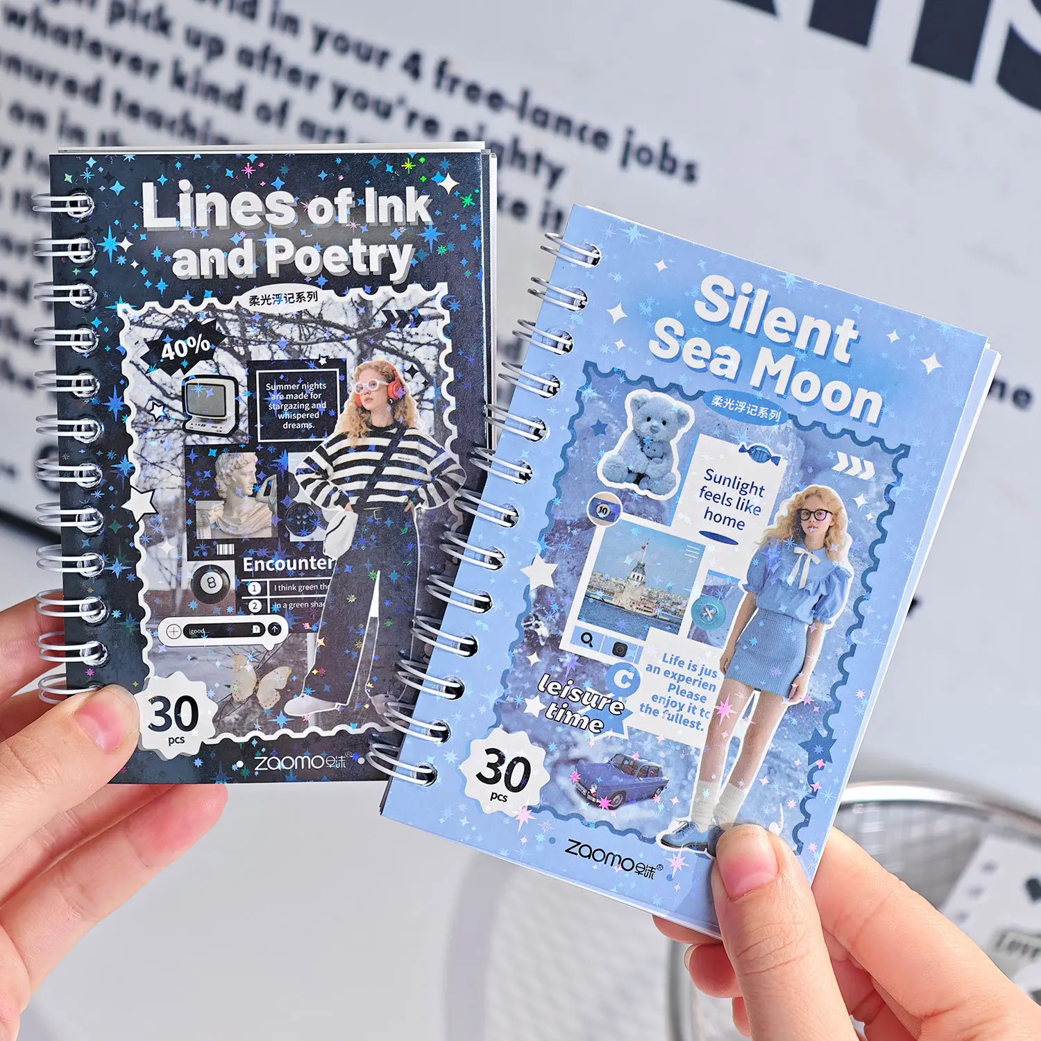 1 حزمة/2 حزمة 30 ورقة/حزمة تتجه الكورية نمط ملصق كتاب دوامة يموت قطع المذكرات العائمة من سلسلة توهج لينة للديكور #5