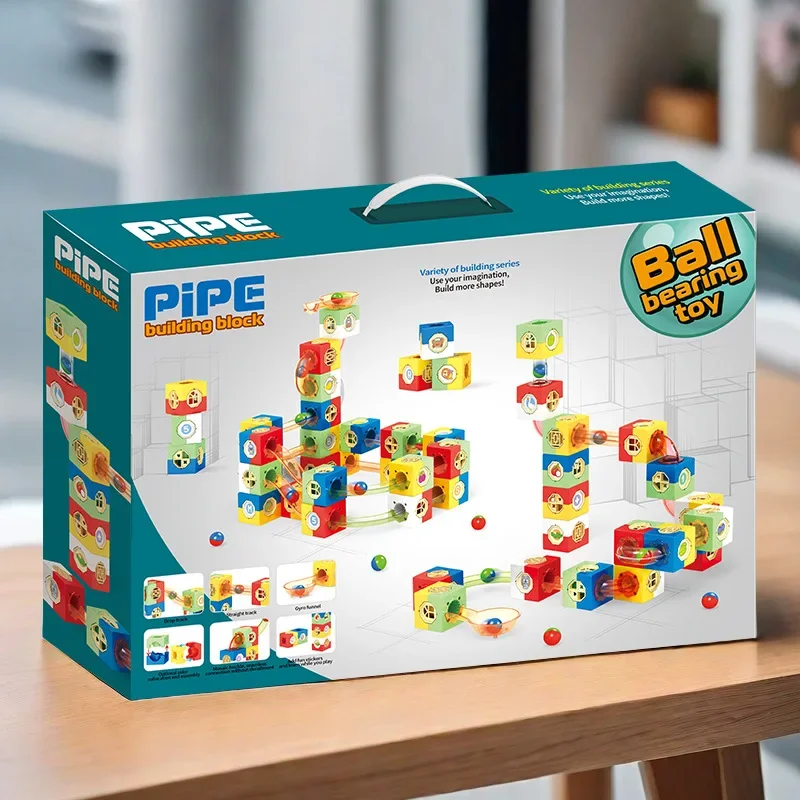 Pipe Roller Blocks Patchwork Toys Cube Puzzle Blocks for 4-6 Children's Gifts 7502