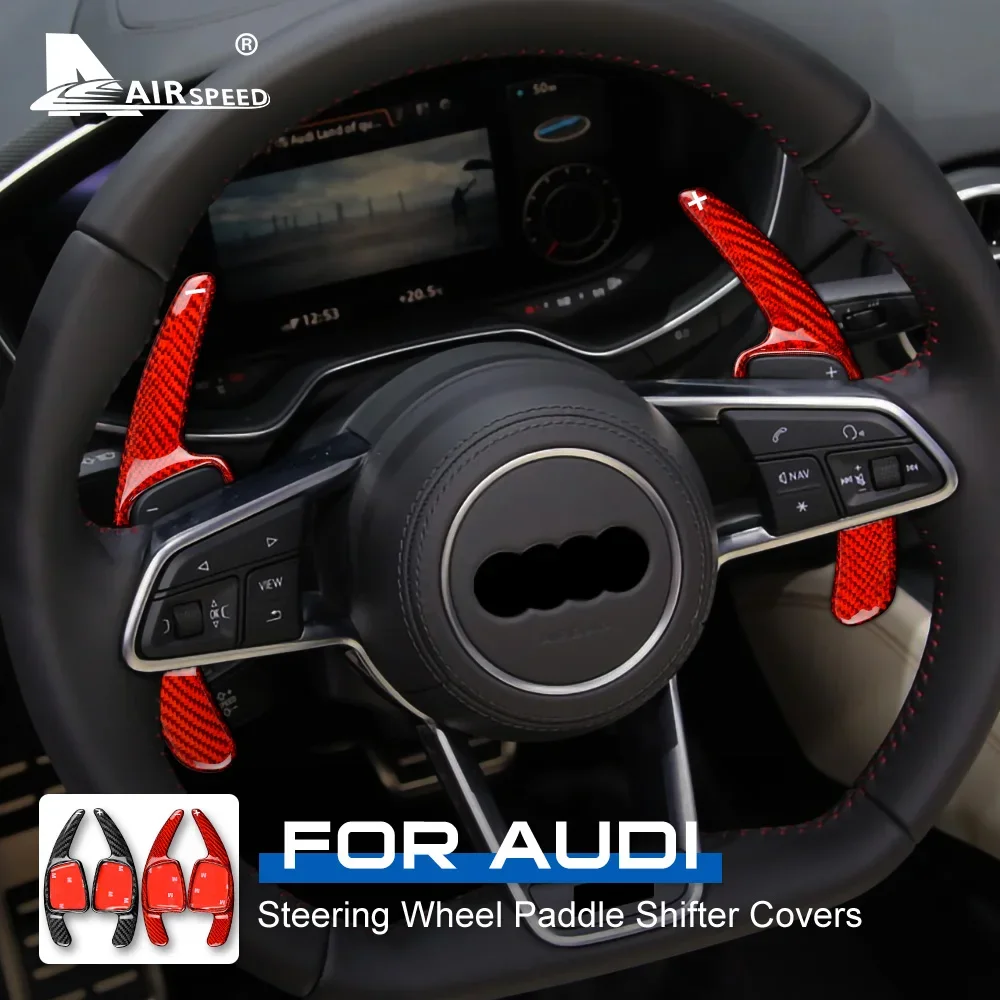 Hard Dry Carbon Fiber For Audi A3 Facelift A4 B9 A5 A6 Q2 Q5 Q7 TT TTS Car Steering Wheel Paddle Interior Trim Accessories