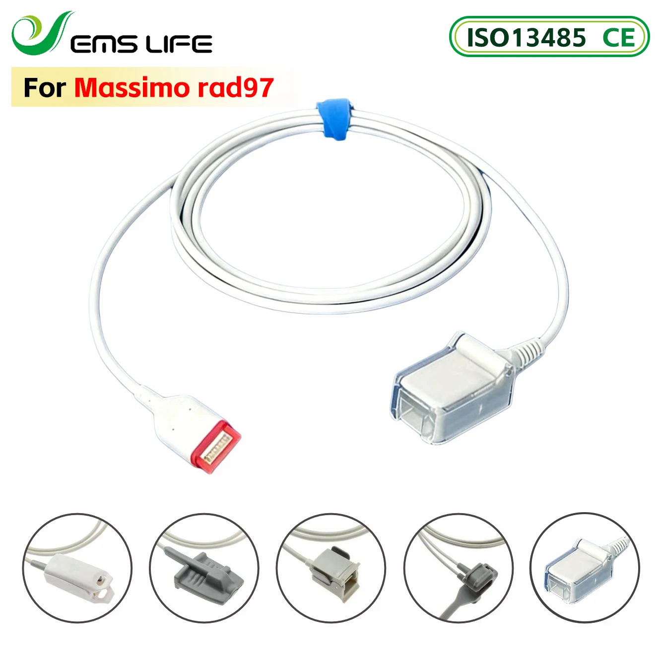 Reusable Adult Finger Soft SpO2 Accessories Adapter Cable For MASSIMO Rad97 20PIN Connector Patient Monitor