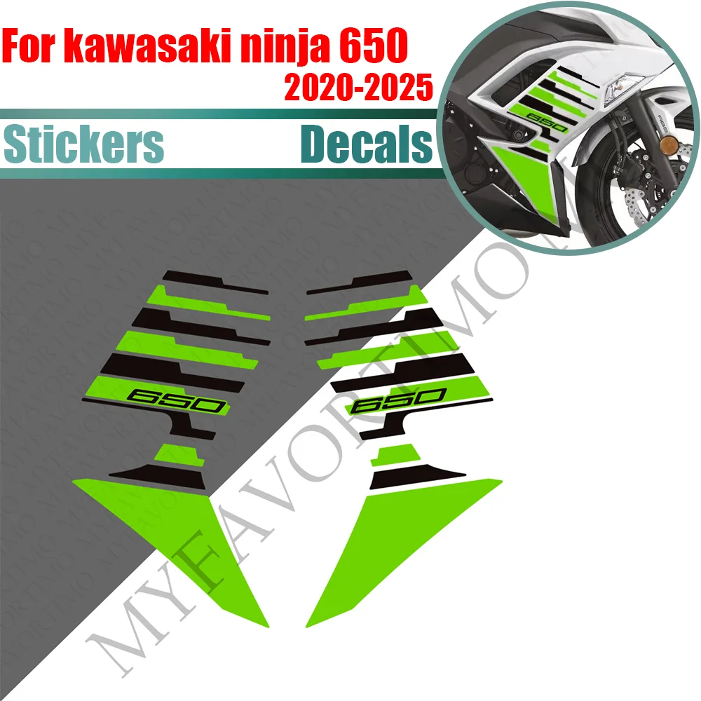 

For kawasaki ninja 650 Tank Pad Side Grips Gas Fuel Oil Kit Knee Fairing Fender Wheels Stickers Decals ninja650 2020 - 2024 2025