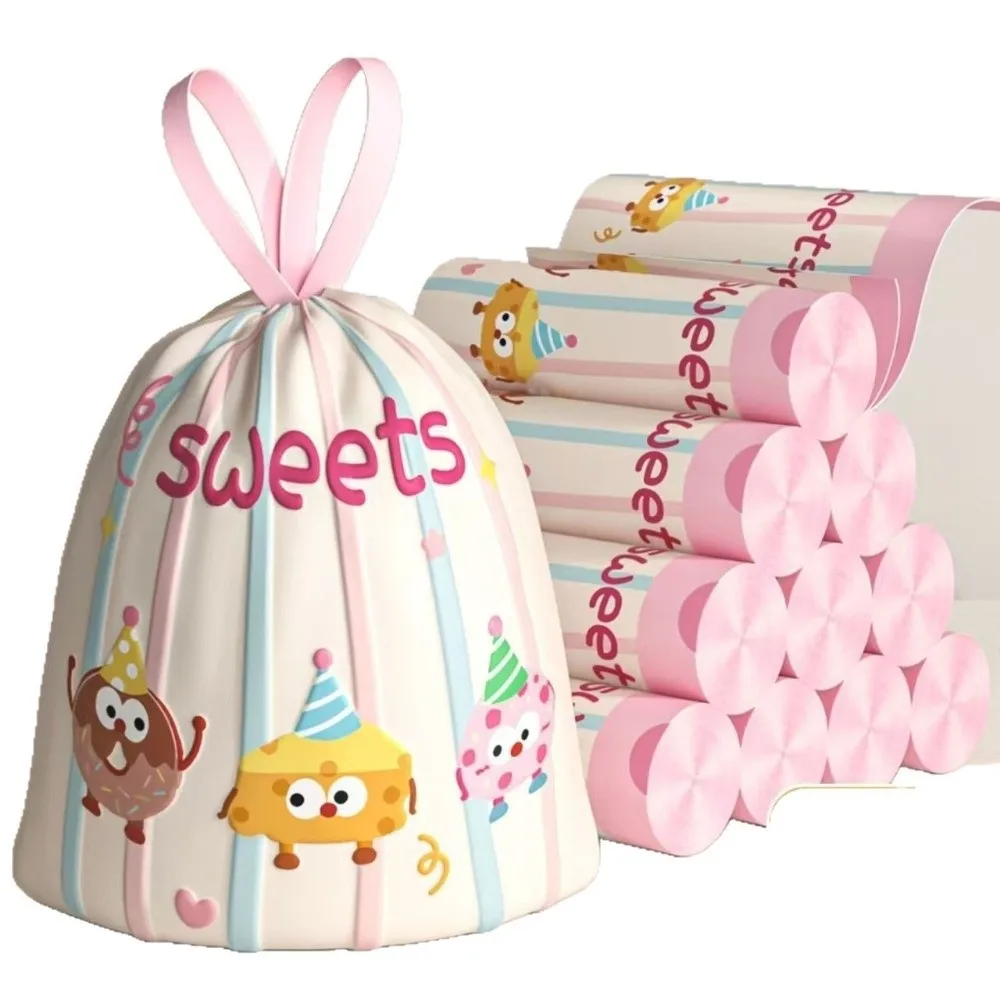 50pcs Thickened Drawstring Garbage Bag Portable No Tearing Required Trash Bag Strong Sturdy Garbage Basket Bags Office Use