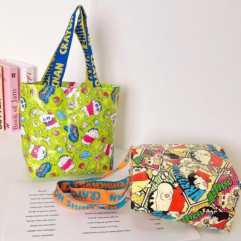 

Crayon Shinchan Cotton Canvas Tote Bag Anime Girls Gift Spring Summer Shoulder Bucket Bag Water Cup Holder Birthday Present