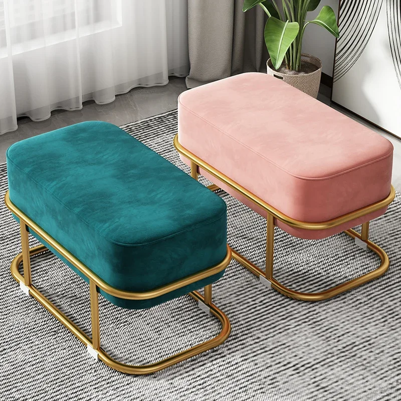 Metal Nordic Step Stool Modern Living Room Decorative Makeup Rectangle Bathroom Foot Stool Pedicure Tabouret Patio Furniture