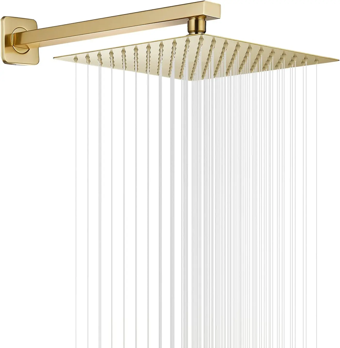 BAKALA 8/10/12 Inch Water Powered Rain Shower Head Bathroom Square Brush Gold Shower Head Stainless Steel Shower Head
