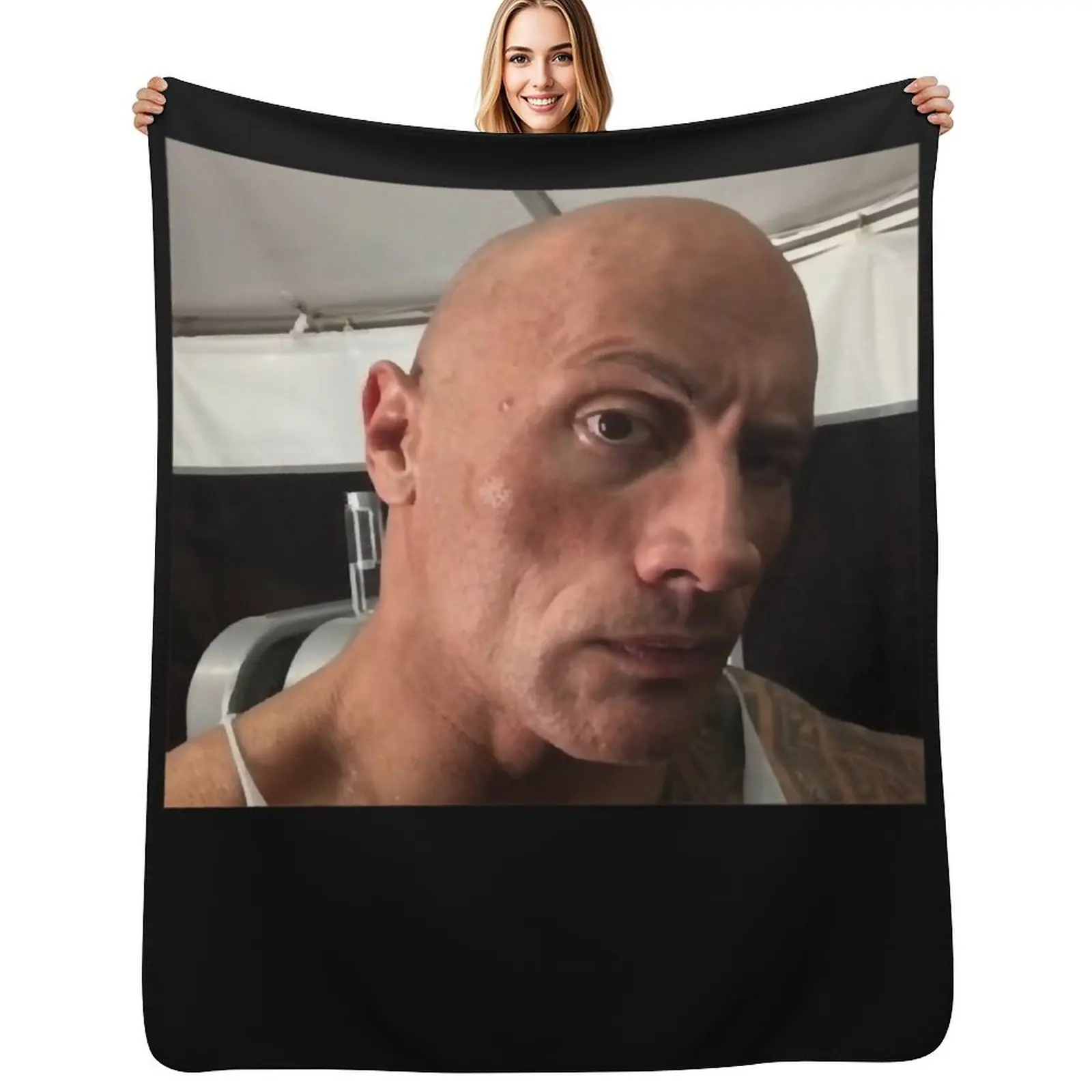 Dwayne The Rock Johnson eyebrow raise meme Throw Blanket Warm Cozy Throw Blanket for Living Room Couch