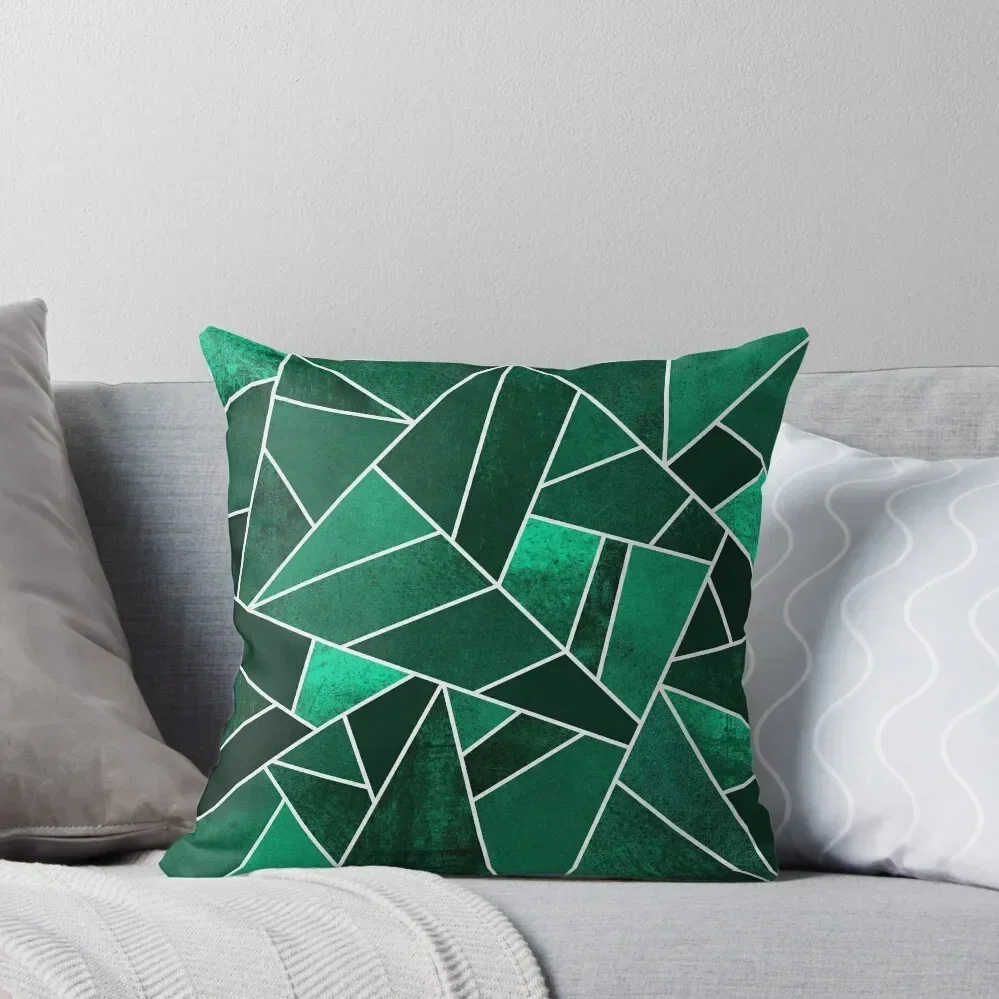 

Emerald Stone - White Lines Throw Pillow Decorative Cushion Cover Custom Cushion Photo pillow