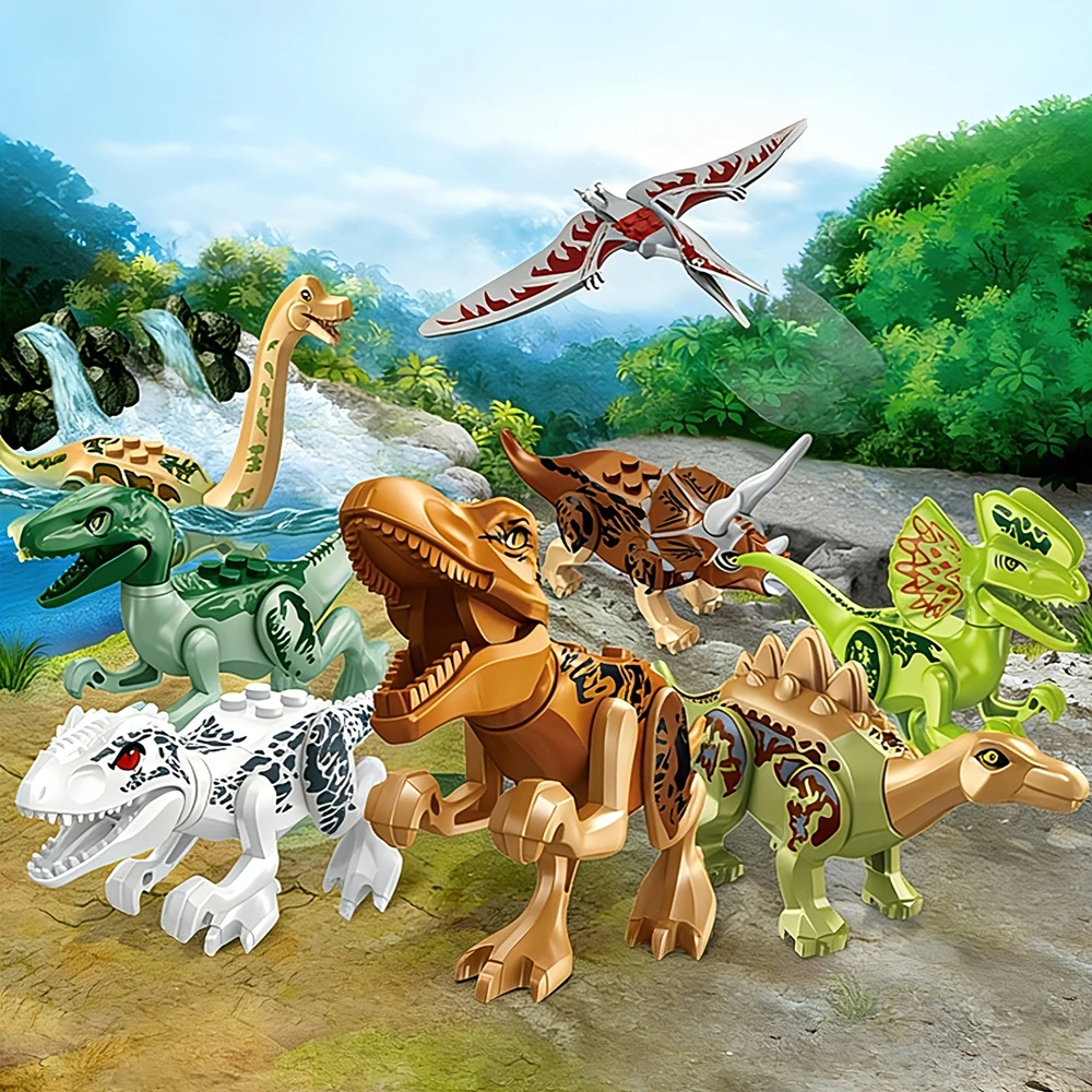 MOC 6PCS Jurassic Dino World Building Blocks Sets Dinosaurs Go Wild Models Bricks DIY Toy Kids Gifts Educational Toys view 6