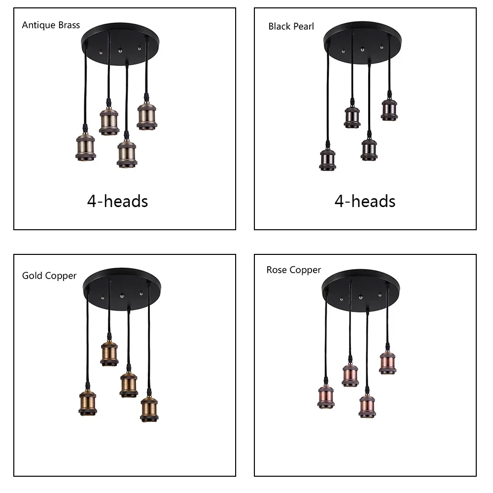 

E27 Lamp Bases Holder Aluminum E27 Socket 85-265V Vintage Retro Edison Bulb Holder Decor Hanging Lamp Pendant Lights