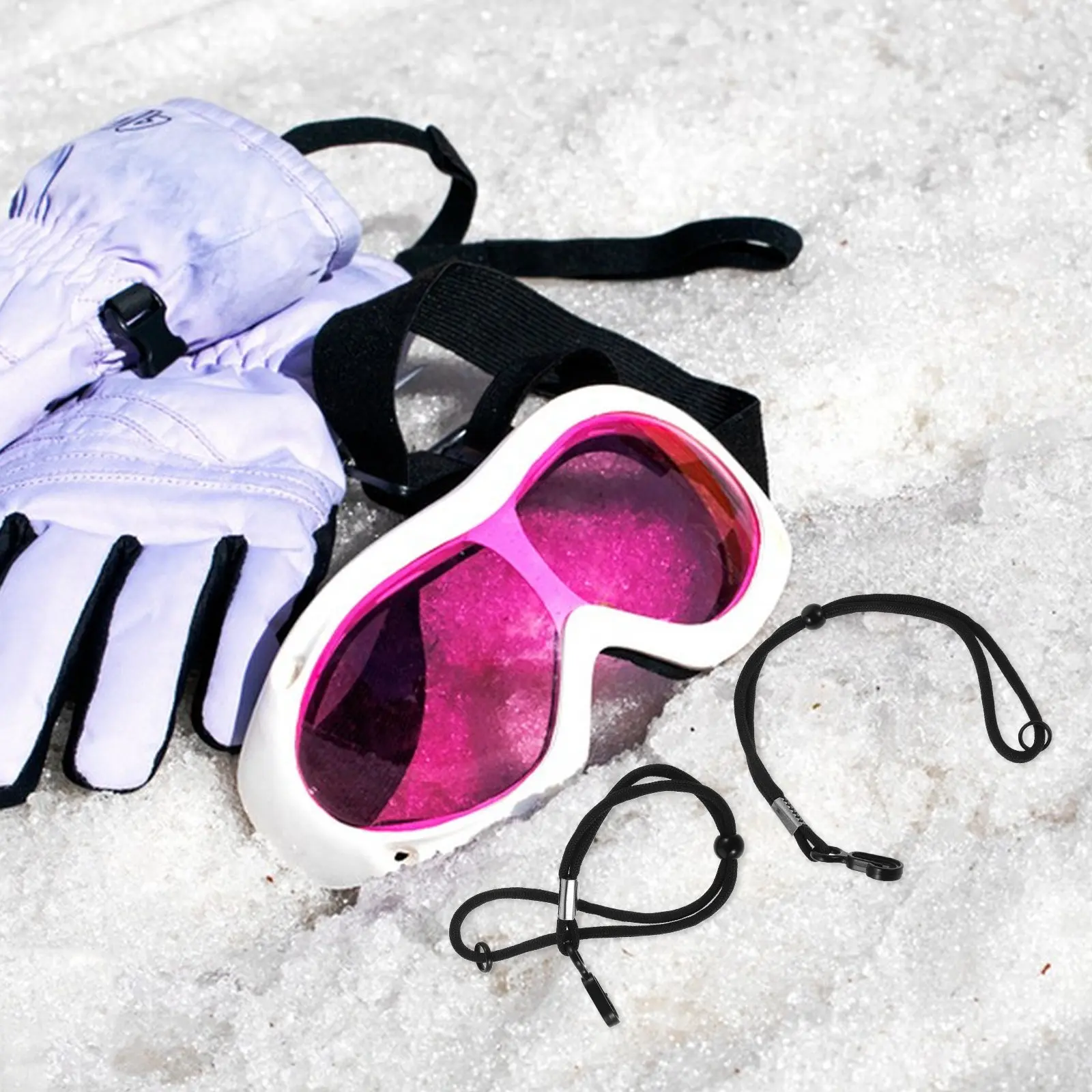 

Пара зимних перчаток с ремешком-фиксатором от потери, регулируемый нейлоновый ремешок на запястье для лыж, сноуборда и зимних видов спорта