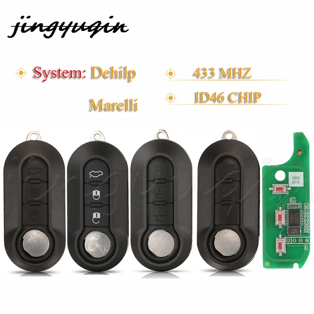 Jingyuqin-llave remota de sistema Dehilp/Marelli, Chip ID46 PCF7946 de 433MHZ para Fiat Ducato Peugeot Boxer Citroen Relay RAM Promaster
