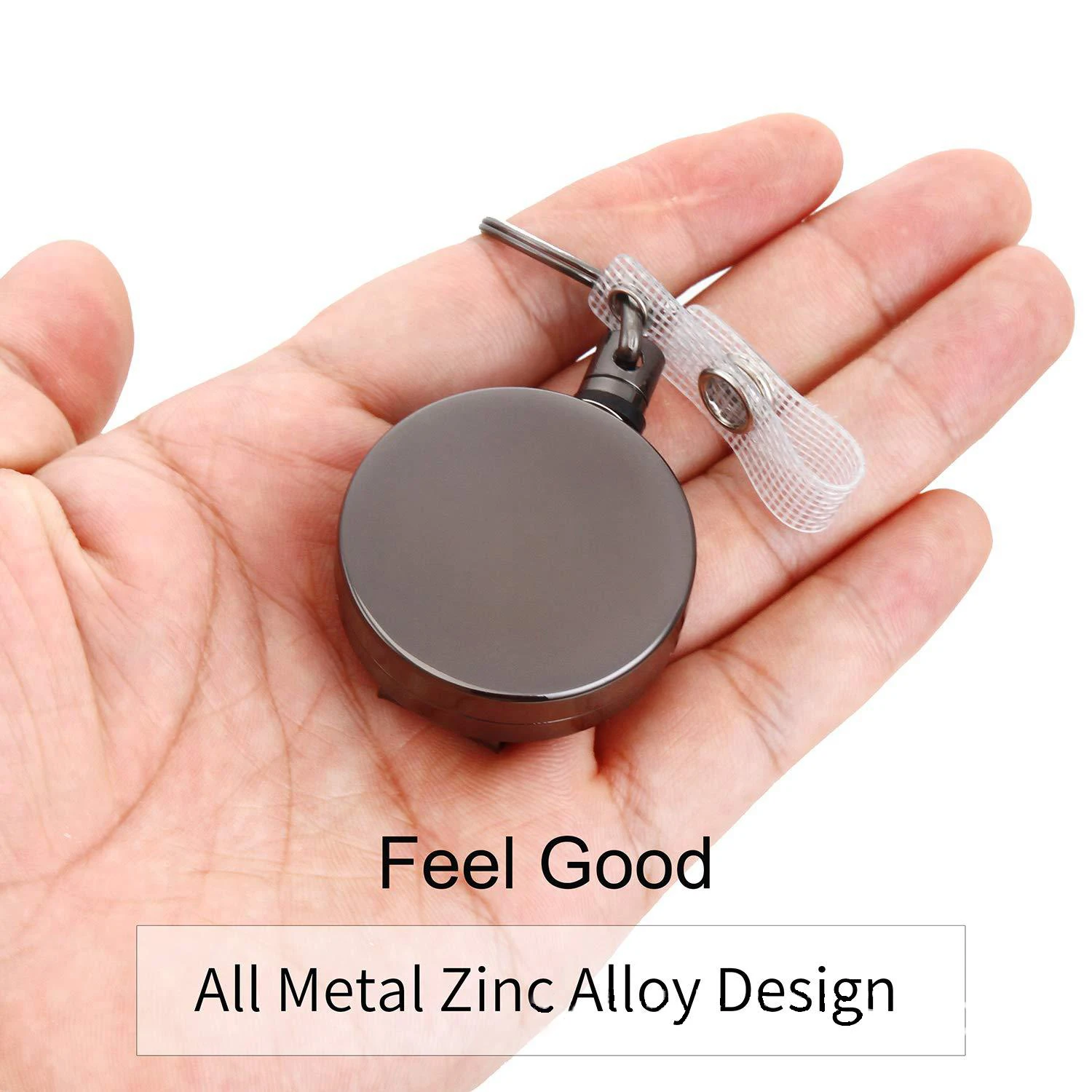 4cm Heavy Duty Retractable Metal Wire Keychain Pull Badge Reel ID Strap Name Card Badge Holder Reel Spring Key Ring Outdoor Tool