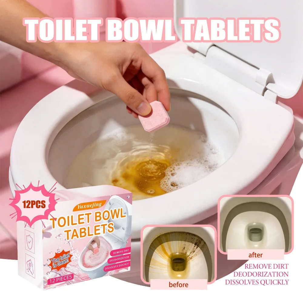 Toilet Bowl Effervescent Tablets, Toilet Cleaning Tabs, Powerful Stain Remover, Long Lasting Fresh Fragrance Deodorizing Cleaner