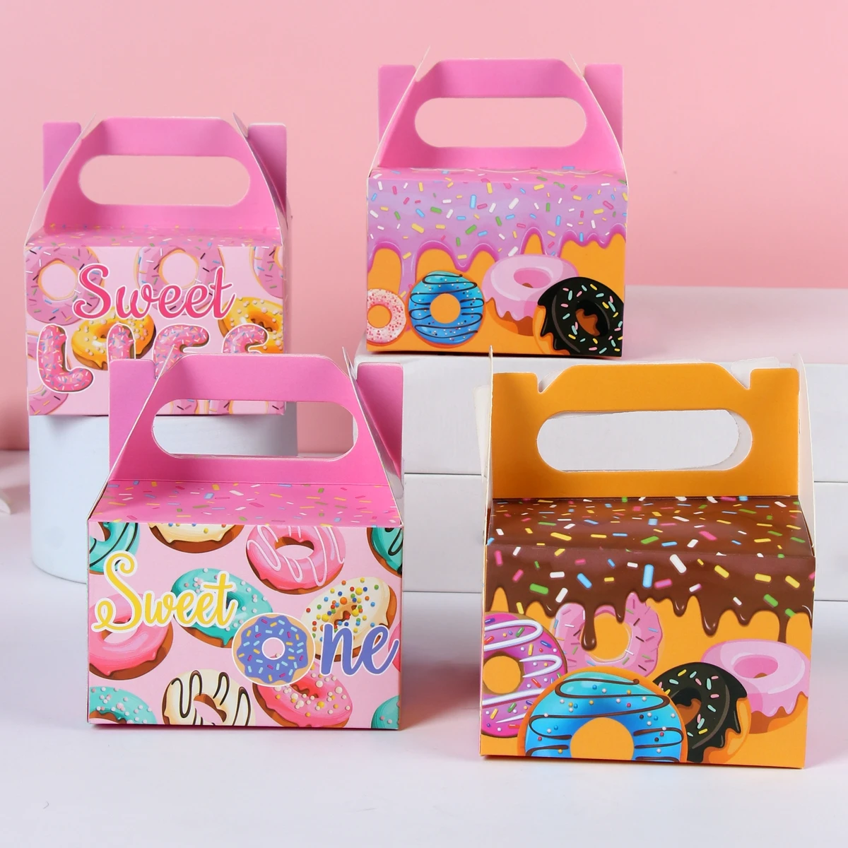 Donut Theme Party Candy Gifts Box Doughnut Birthday Party Decor Kids Baby Shower Wedding Party Supplies Gift Packaging Box Bags