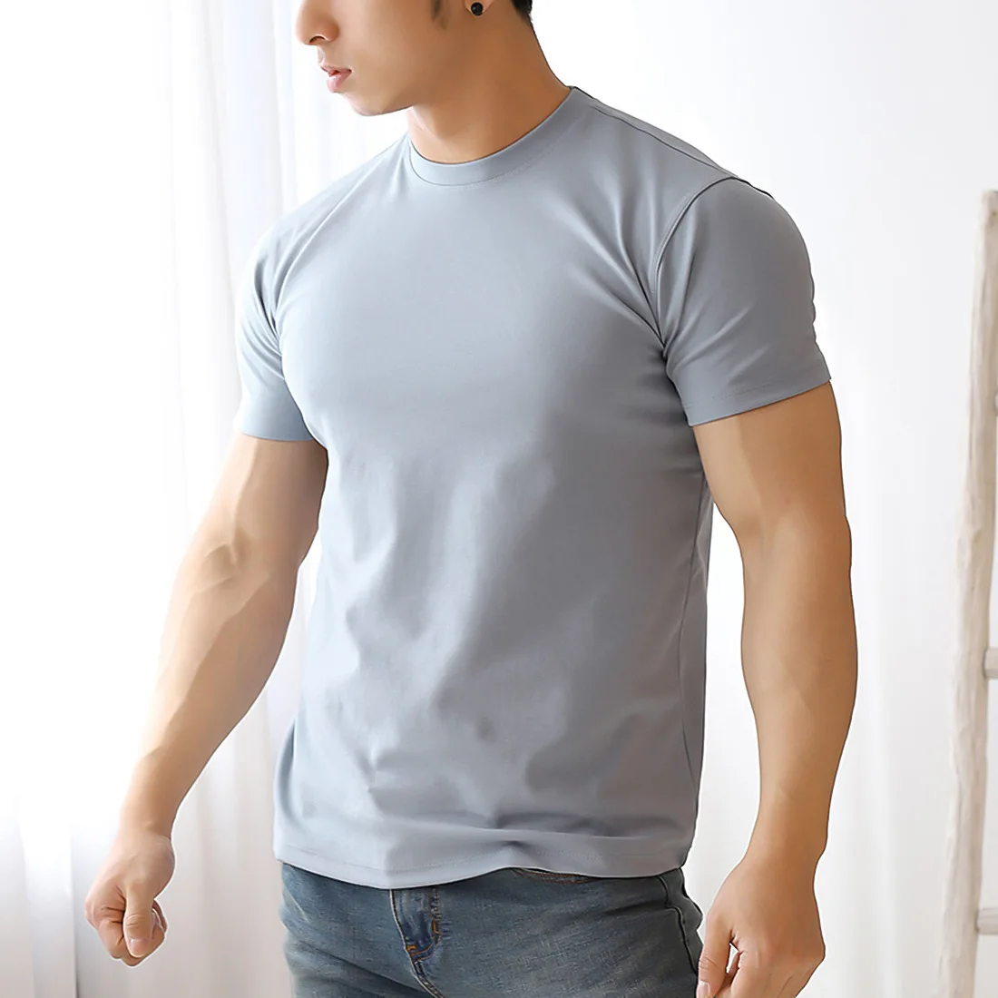 Summer Men\'s Short Sleeve Fitness T Shirt Running Sport Gym Muscle T-shirts  Workout Casual High Quality Tight Tops Clothing