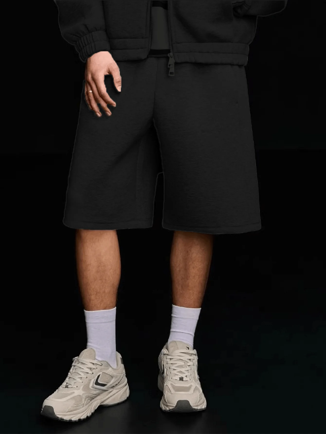New arrival: Unisex trendy black shorts, loose fit, Y2K street punk casual straight leg wide-leg shorts  men clothing sweatpants