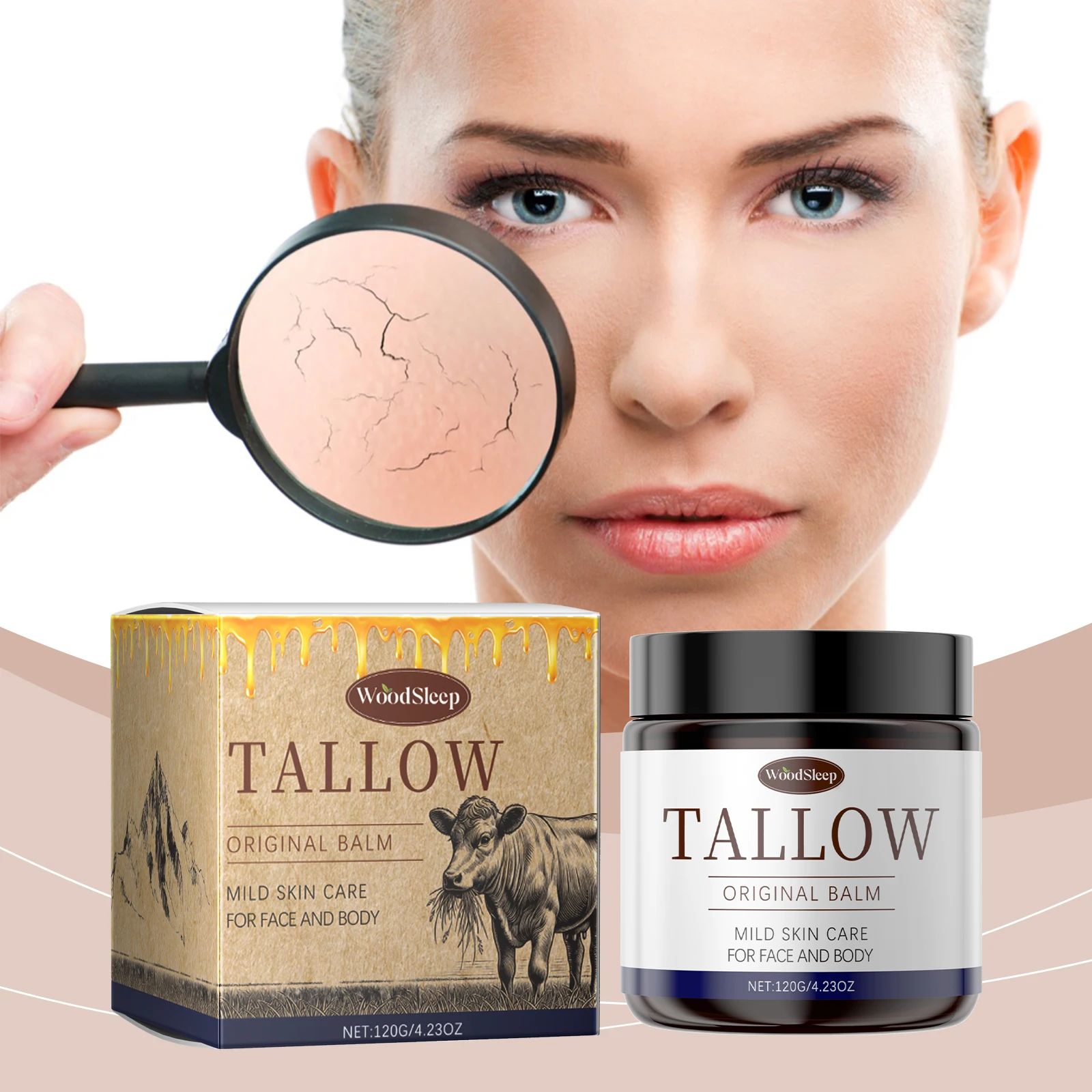 Tallow Original Balm - 120g/4.23oz All-Natural Face & Body Moisturizer - Mild Skin Care Solution for Dry & Sensitive Skin