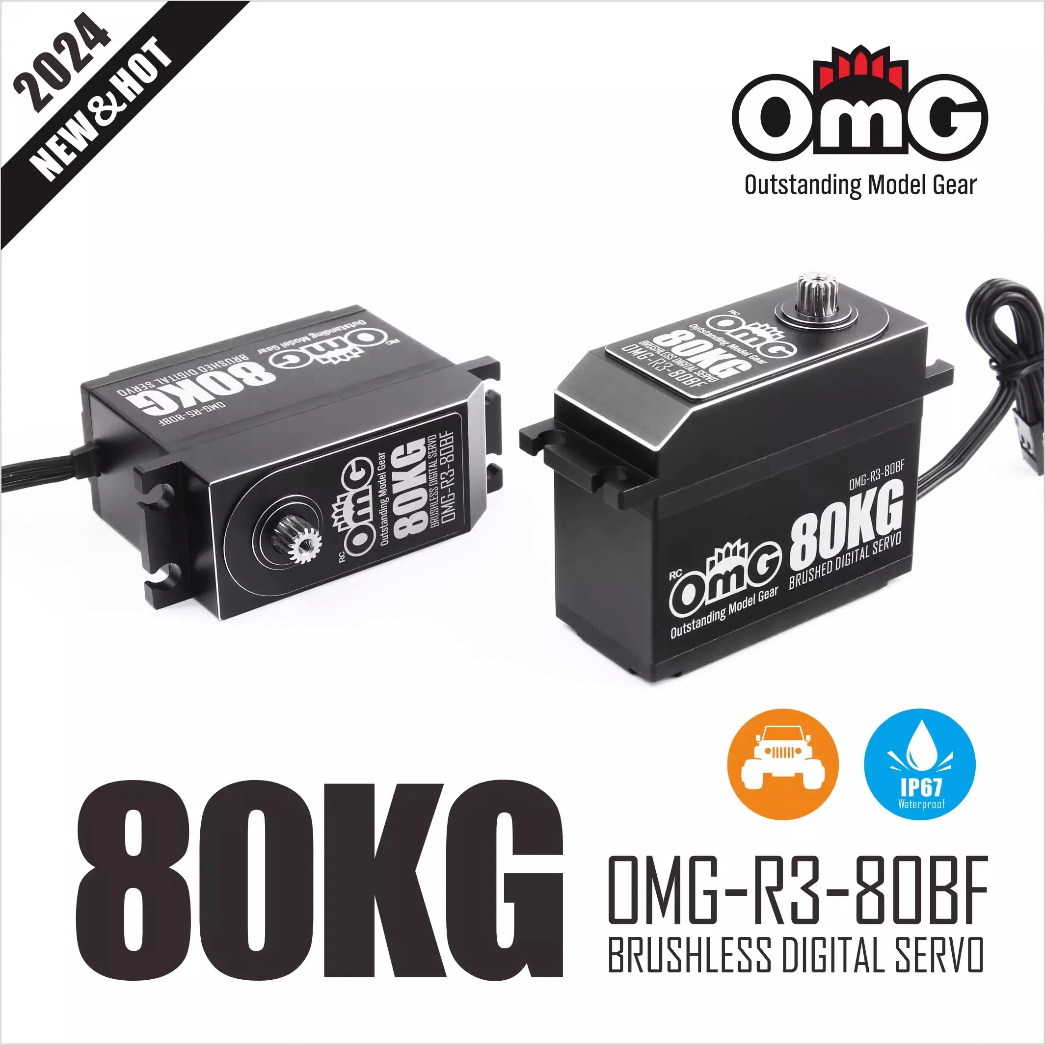 RCOMG new product 80 100kg high torque waterproof brushless digital servo ARRMA 1/5 large foot car SCX6