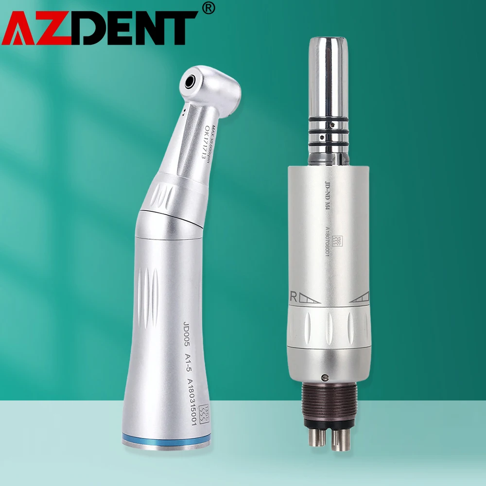 

AZDENT Dental Internal Water Contra Angle Press Button Low Speed Handpiece 4 Hole Motor Bur Applicable Φ2.334-2.355mm