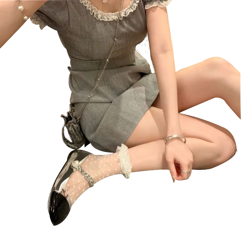 المرأة الصيف رقيقة الأبيض الباليه نمط الدانتيل الدانتيل الكريستال أنبوب قصير لطيف تنوعا مثير جوارب البولكا نقطة كومة حتى الجوارب