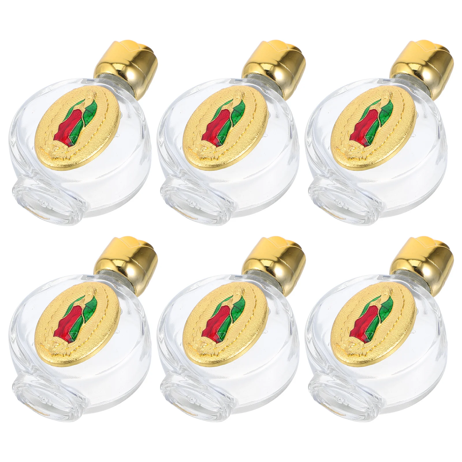 

6Pcs 15ml Crystal Glass Embossed Holy Water Bottles Portable Religious Containers Baptism Communion Wedding Gifts