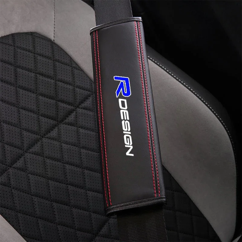 for Volvo R design XC90 S60 CX60 V70 XC70 V60 V90 1pc Cowhide Car Interior Seat Belt Protector Cover For car Auto Accessories