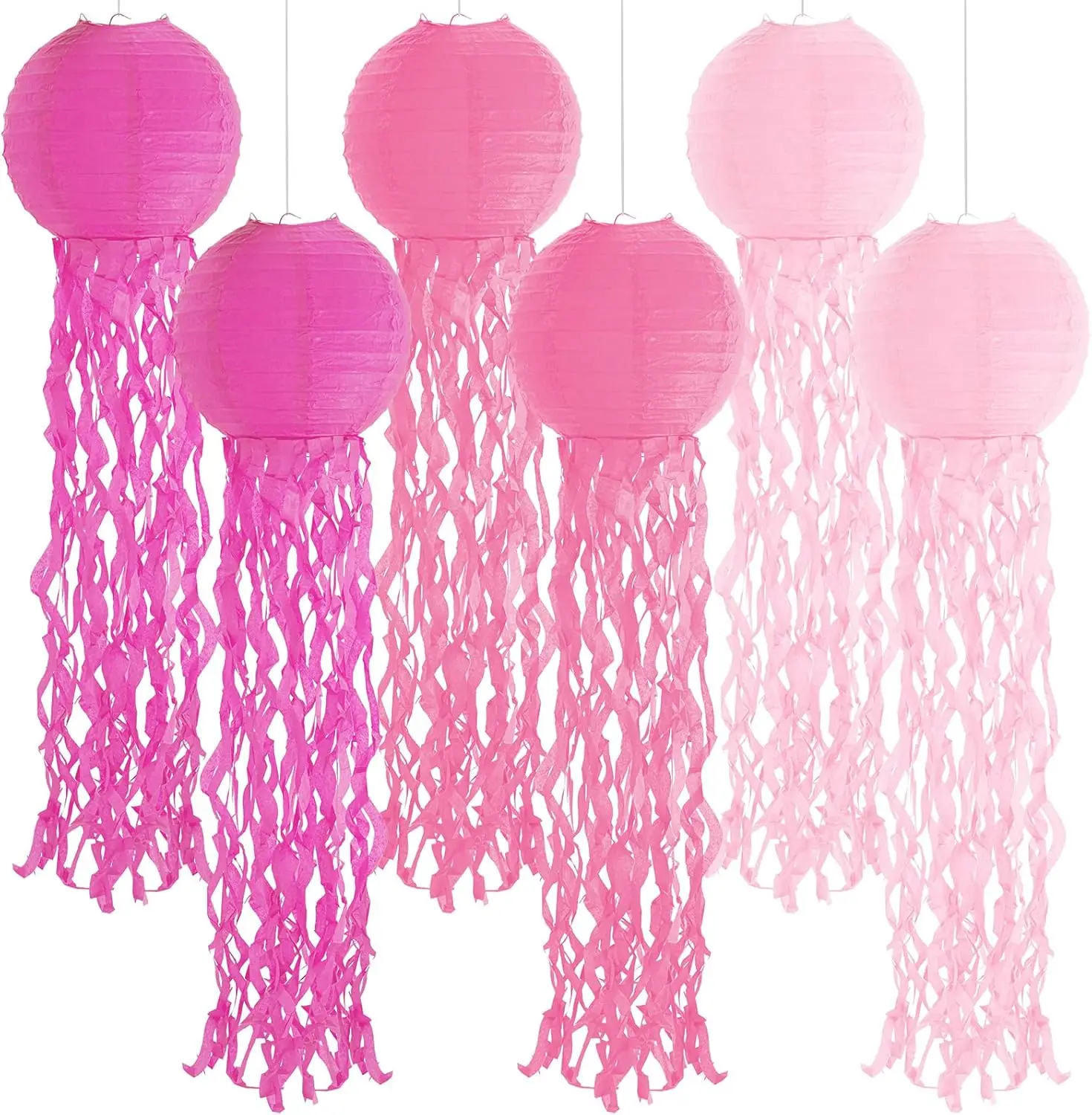 

6 Blue Jellyfish Paper Lanterns for Ocean Party Decor, Mermaid Birthday, Baby Shower, Nautical Events