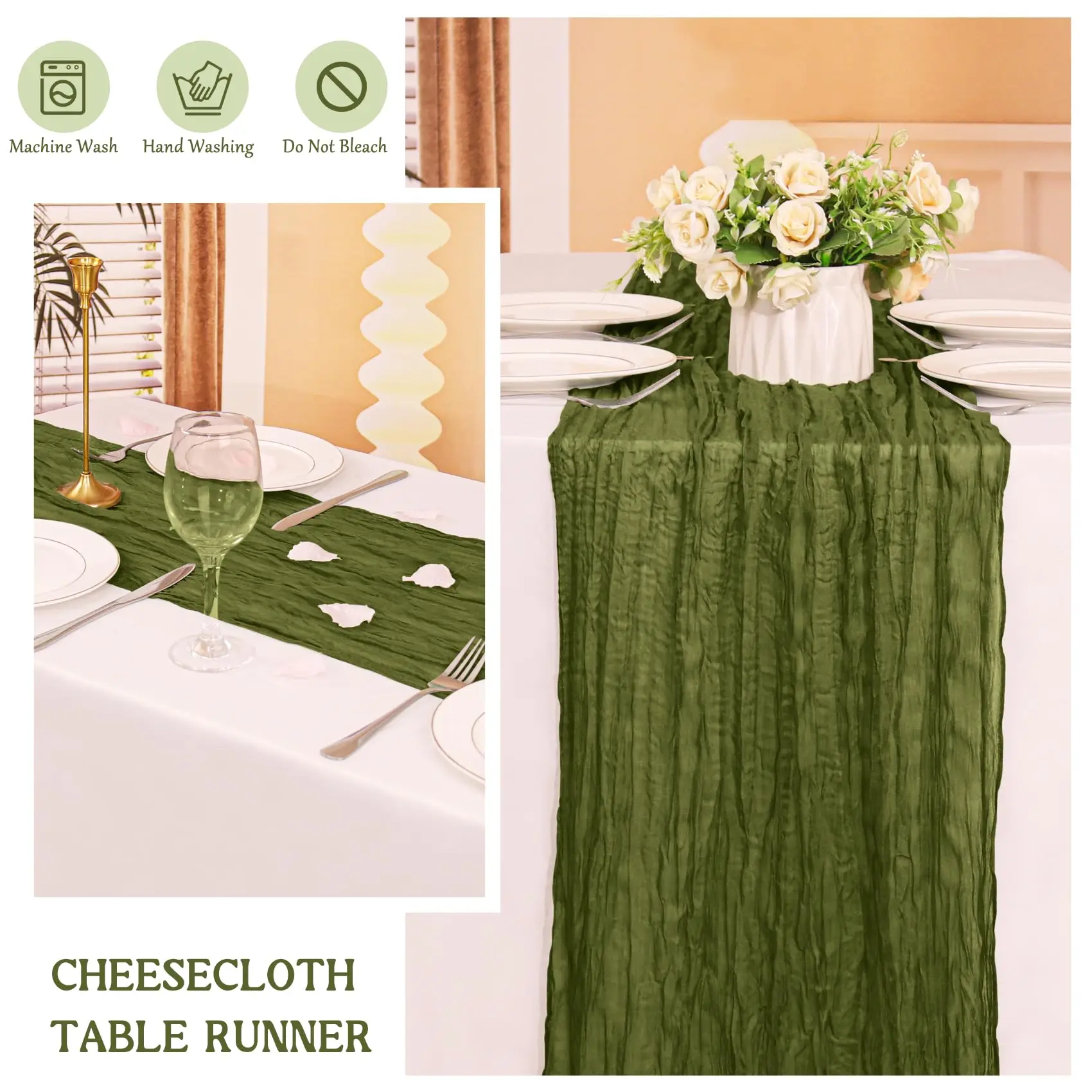 

6 Pack Cheesecloth Table Runners Rustic Sheer Gauze Table Runner Cheese Cloth for Wedding Birthday Party Baby Shower Table Decor