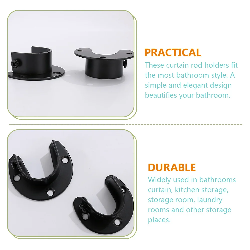 

2pcs Holder Heavy Duty Curtain Pole Sockets Sturdy Wall Mount Bathroom Shower Tension Rod Brackets Bar Socket Closet Pole Holder