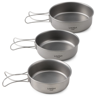 Lixada Titanium Bowls Ultralight Titanium Dinner Bowl Pan Foldable Handles Camping Tableware Outdoor Camping Traveling Supplies