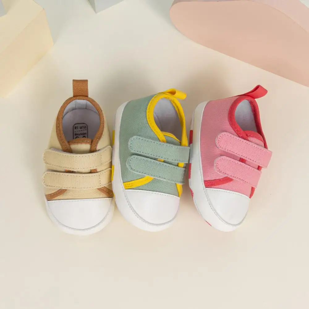 First Day Baby Boy Baby Girl Newborn Baby Toddler Shoes Color Blocking Canvas Shoes Non-Slip Casual Shoes Shallow Mouth