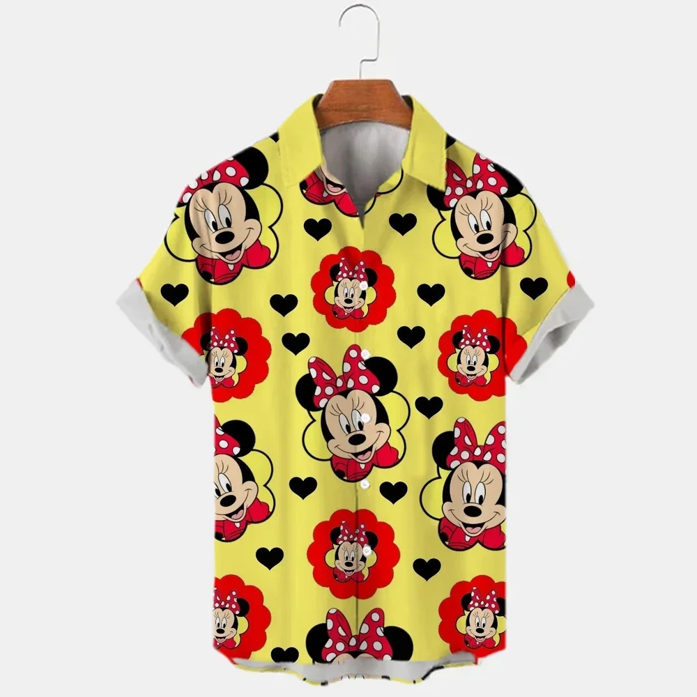 New Disney Hawaiian Shirts Summer Casual Button Up Shirts Beach Vacation Short Sleeves Disney 3D Print Fashion Men\'s Lapel shirt