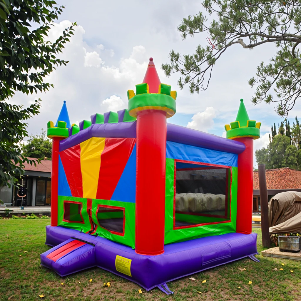 Outdoor bouncy castle jumping adult bodyguard