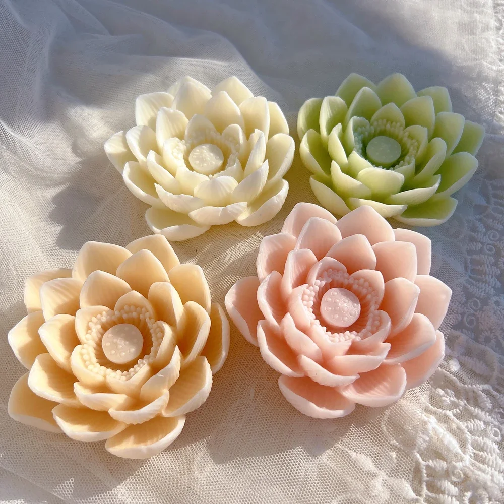 Lotus Bloom Flower Candles Mold Home Decorative Lotus Flower Silicone Candle Moulds