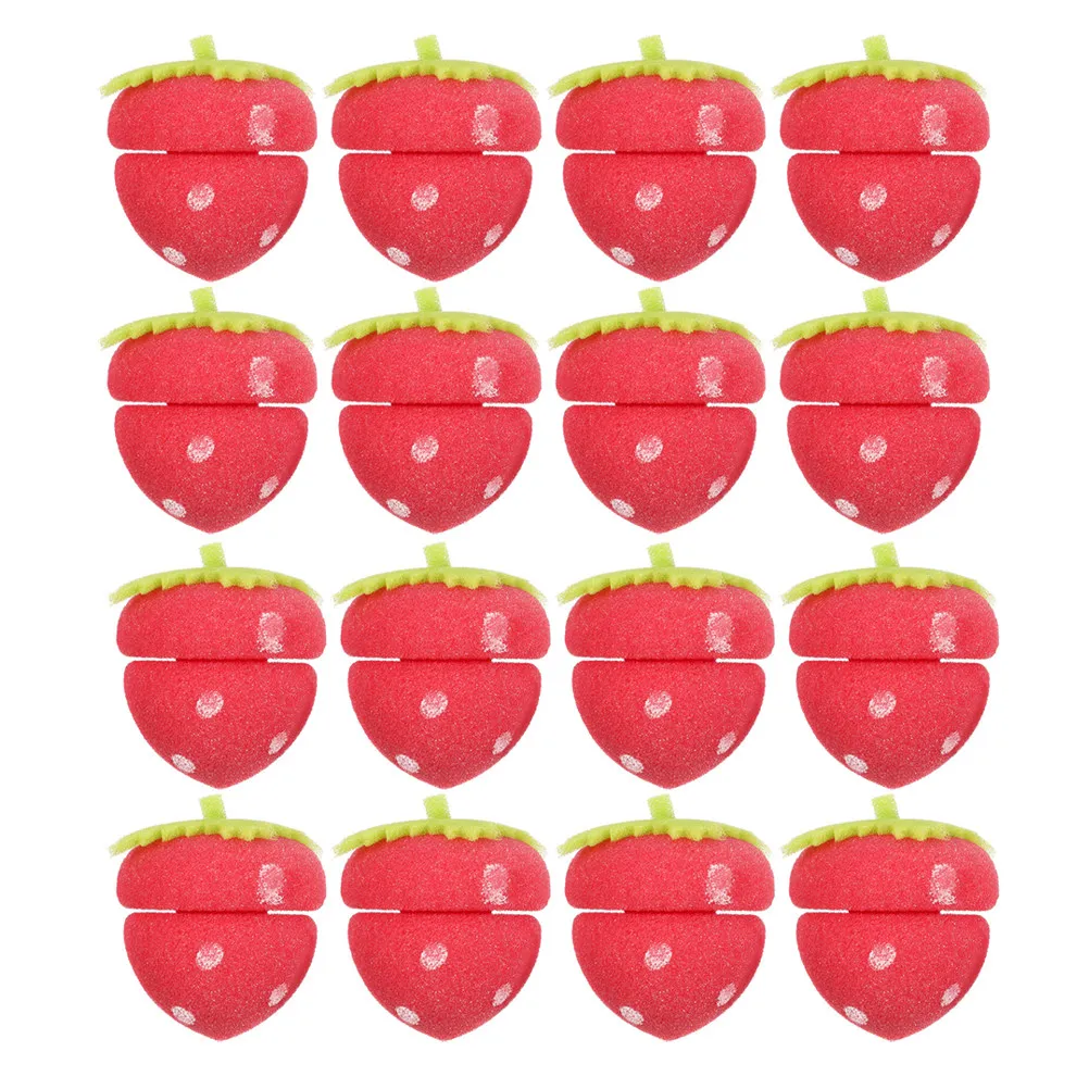 18Pcs Strawberry Shape Hair Curler Ball Heatless Curling Rods for Women Soft Sponge Rollers for Damage-Free