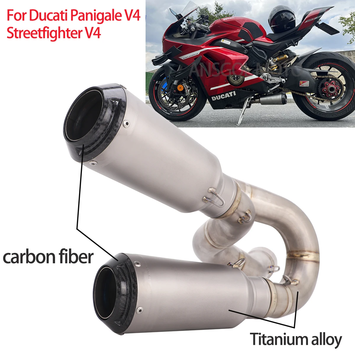 

For Ducati Panigale Streetfighter V4 Full Exhaust System Escape Modified Dual Muffler Link Pipes Titanium Alloy
