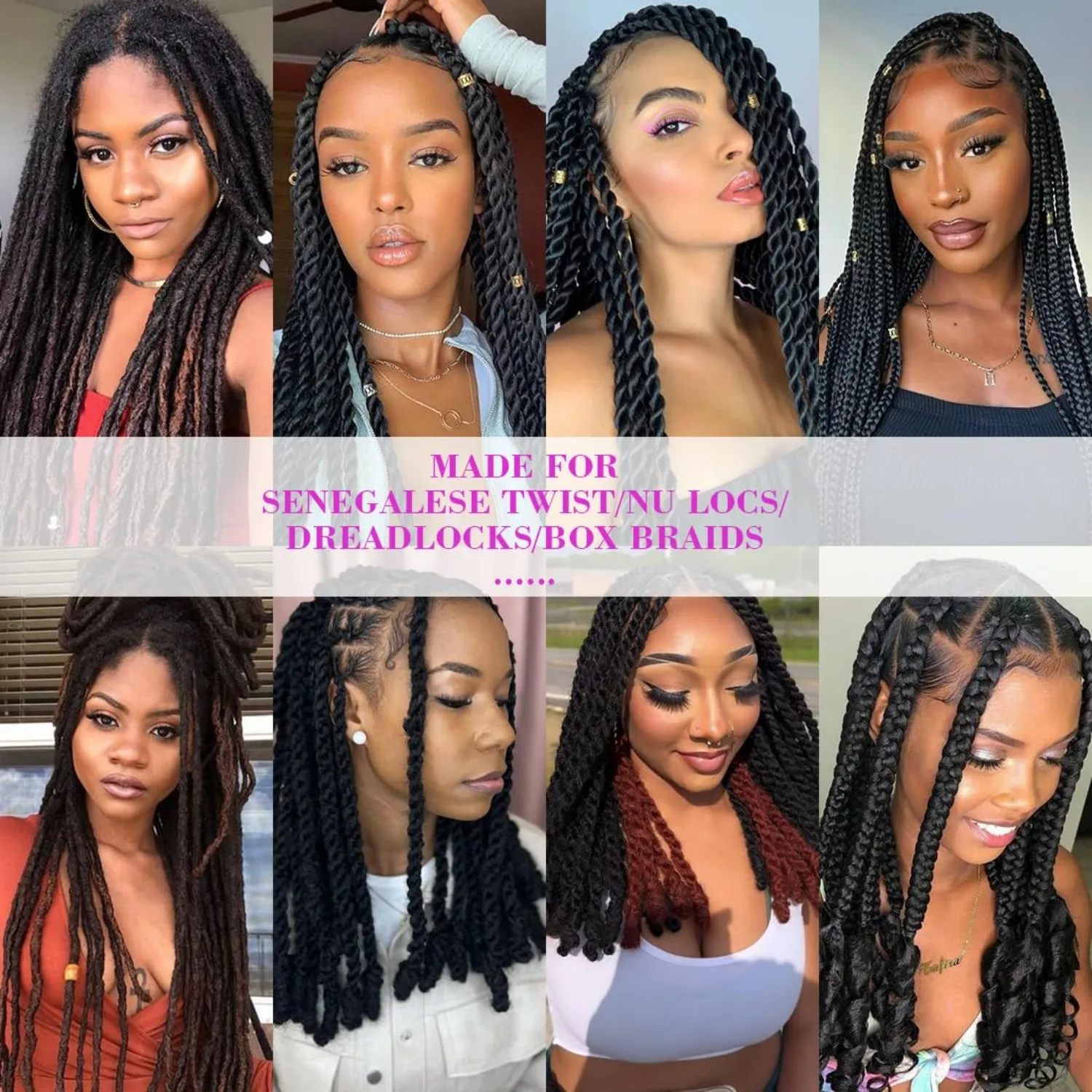 Extensiones de cabello de lana brasileña para trenzas senegalesas, trenzas de caja, pelo de ganchillo africano de imitación, envolturas torcidas, cabello sintético