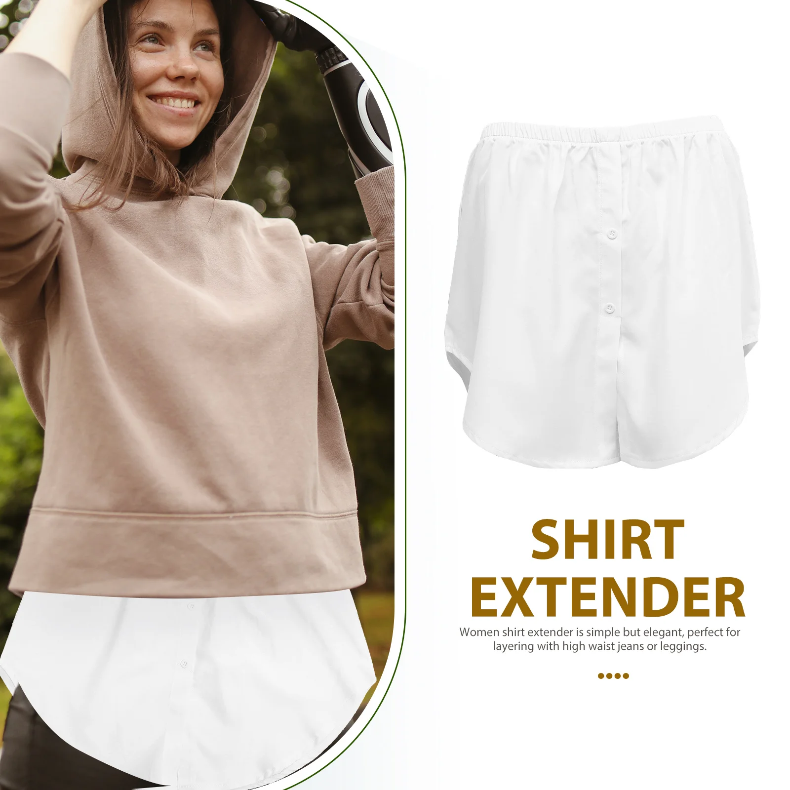 

Fake Hem Short Skirt Undershirts Women White M Size Polyester Shirt Extender Layering Curvy High Waist Leggings Work