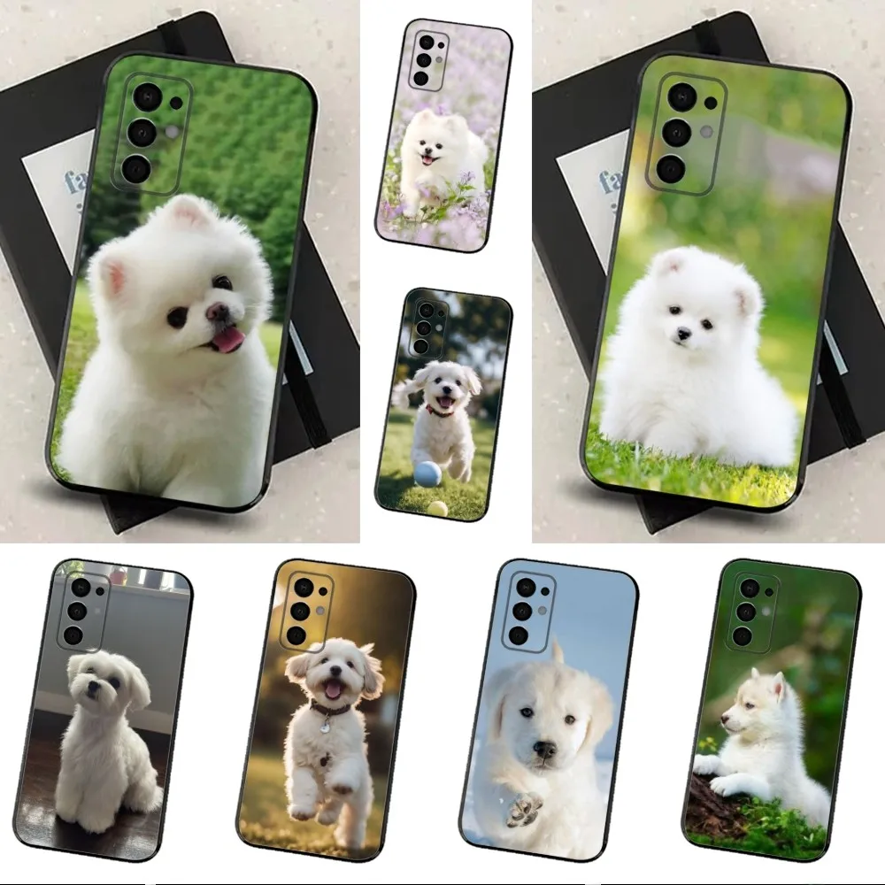 Cute Maltese Dog Phone Case For Samsung Galaxy A91,A80,A73,A72 ,A71,A53A52,A32 ,A31A22,A21s,A20,Black Cover