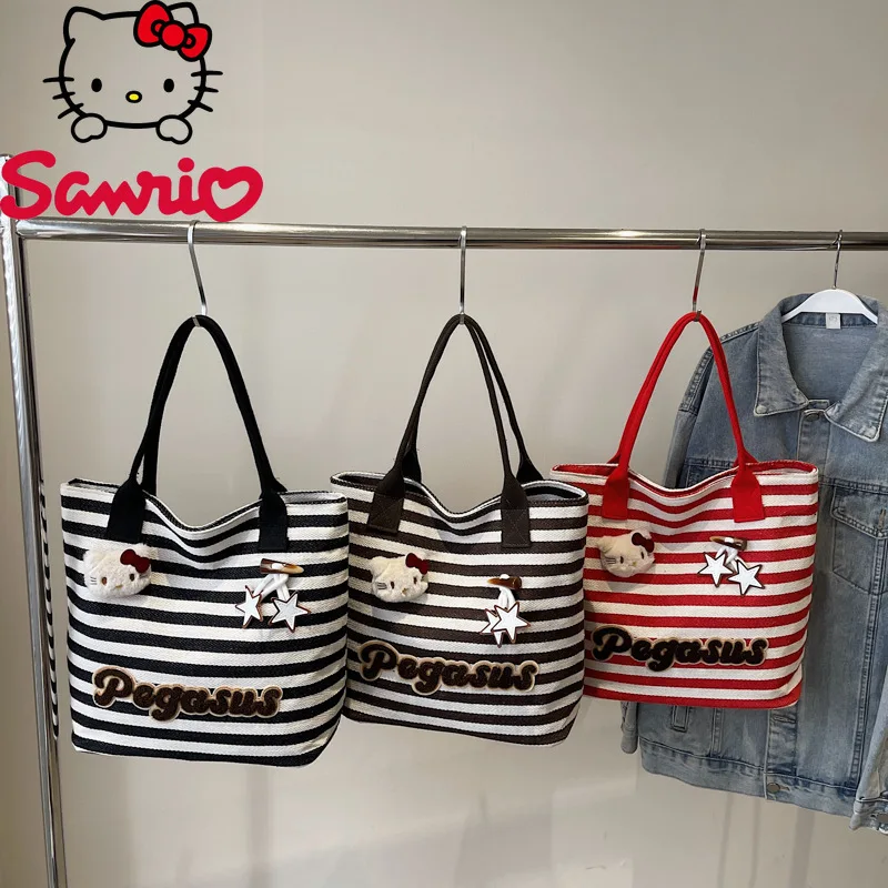 

Hello Kitty 2025 New Women's Handbag Fashion High Quality Women's Shoulder Bag Cartoon Versatile Large Capacity Shopping Bag