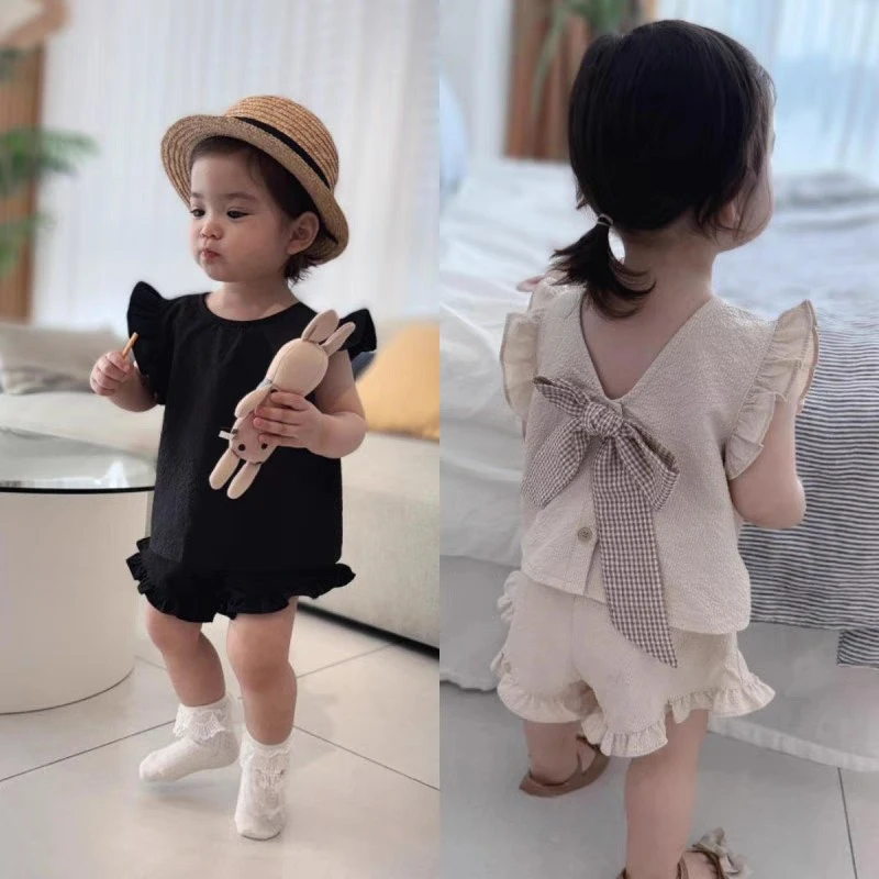 Thin Girls' Suit Vest Short Sweet Style Summer Ladies' Backless Two-piece Set