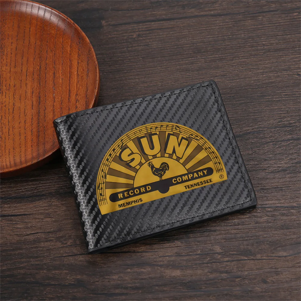 Sun logo music record company rooster Men's Wallets Simple Business Modern Stylish Printing Design Gifts For Father Boyfriend Ch
