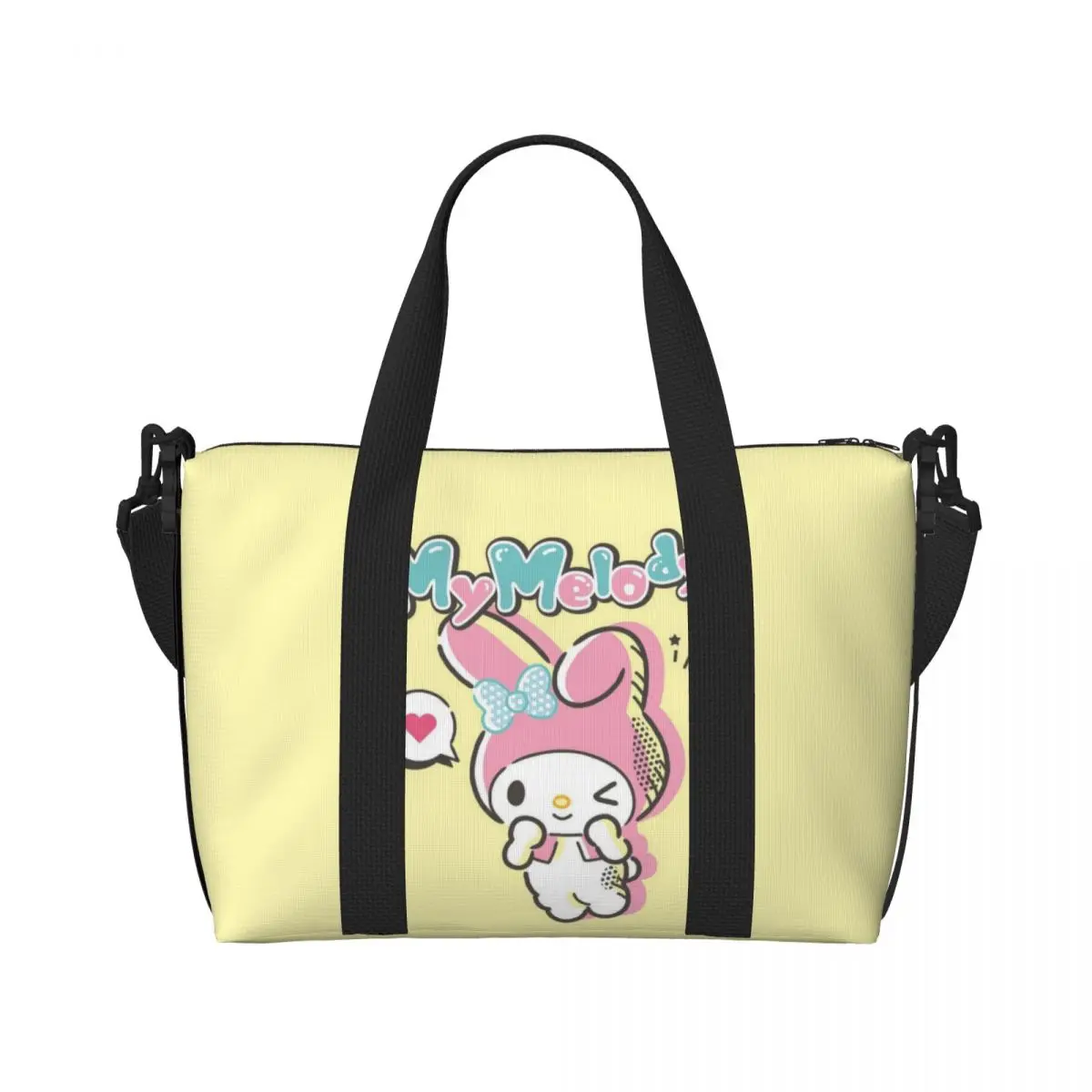 My Melody-Bolso de compras personalizado para mujer, bolsa de gran capacidad con dibujos animados, ideal para ir al gimnasio o a la playa