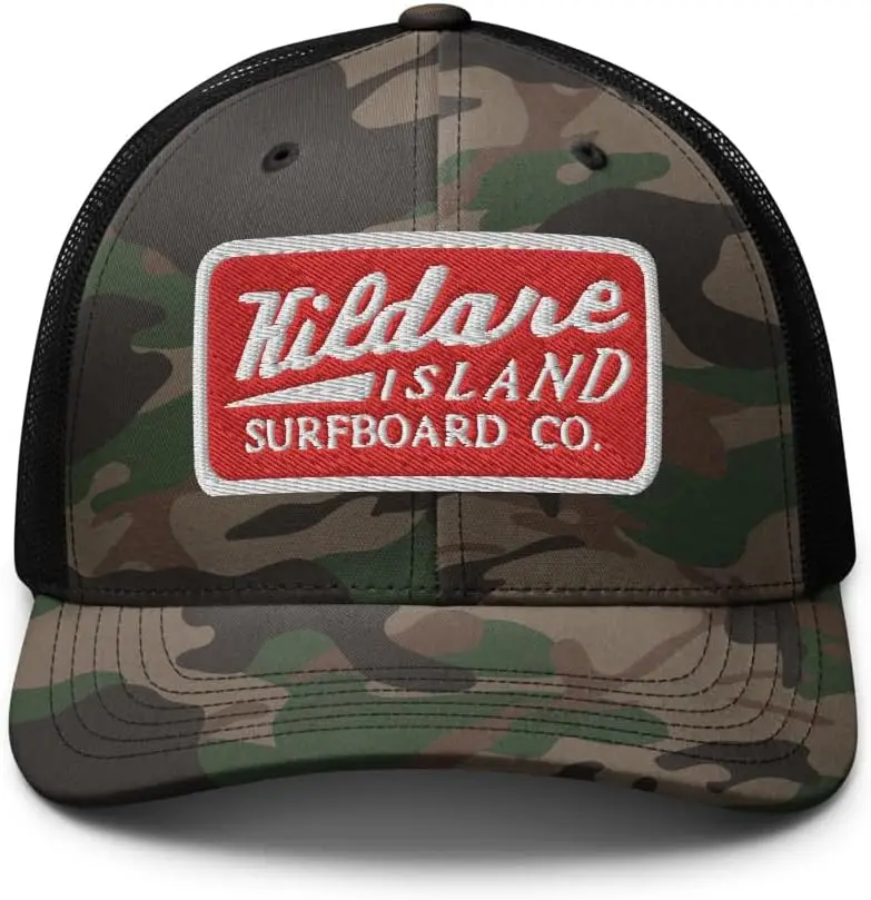 

Kildare Island Surfboard Co Embroidered Adjustable Camo Camouflage Trucker Hat Outer Banks Baseball Cap Gift Unisex