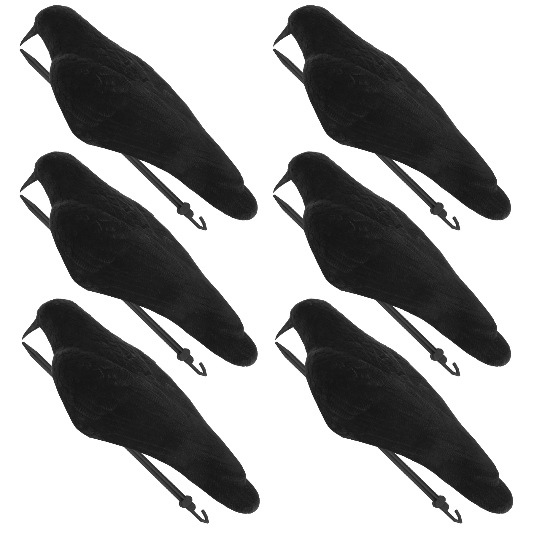 

6Pcs Flocked Crow Hunting Decoy Half Shell + Stake Realistic Plastic Black Raven Decoys for Outdoor Garden Decation Hunting